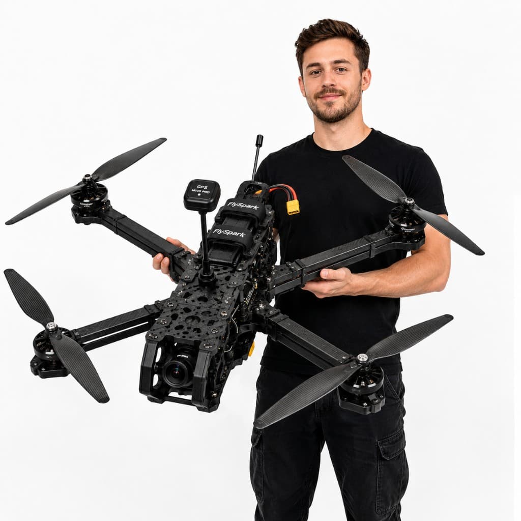 FlySpark 18 Inch Heavy-Lift FPV Drone | H7 8S GPS Quad with 5W VTX, ELRS 10KM Link, 30000mAh Battery & 12kg Max Payload