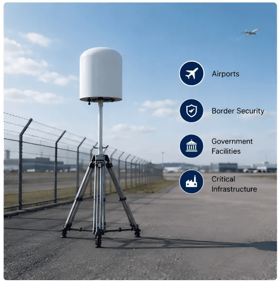 FlySpark Fixed Drone Detection & Positioning Equipment | 70MHz–6.2GHz Long-Range UAV Monitoring System