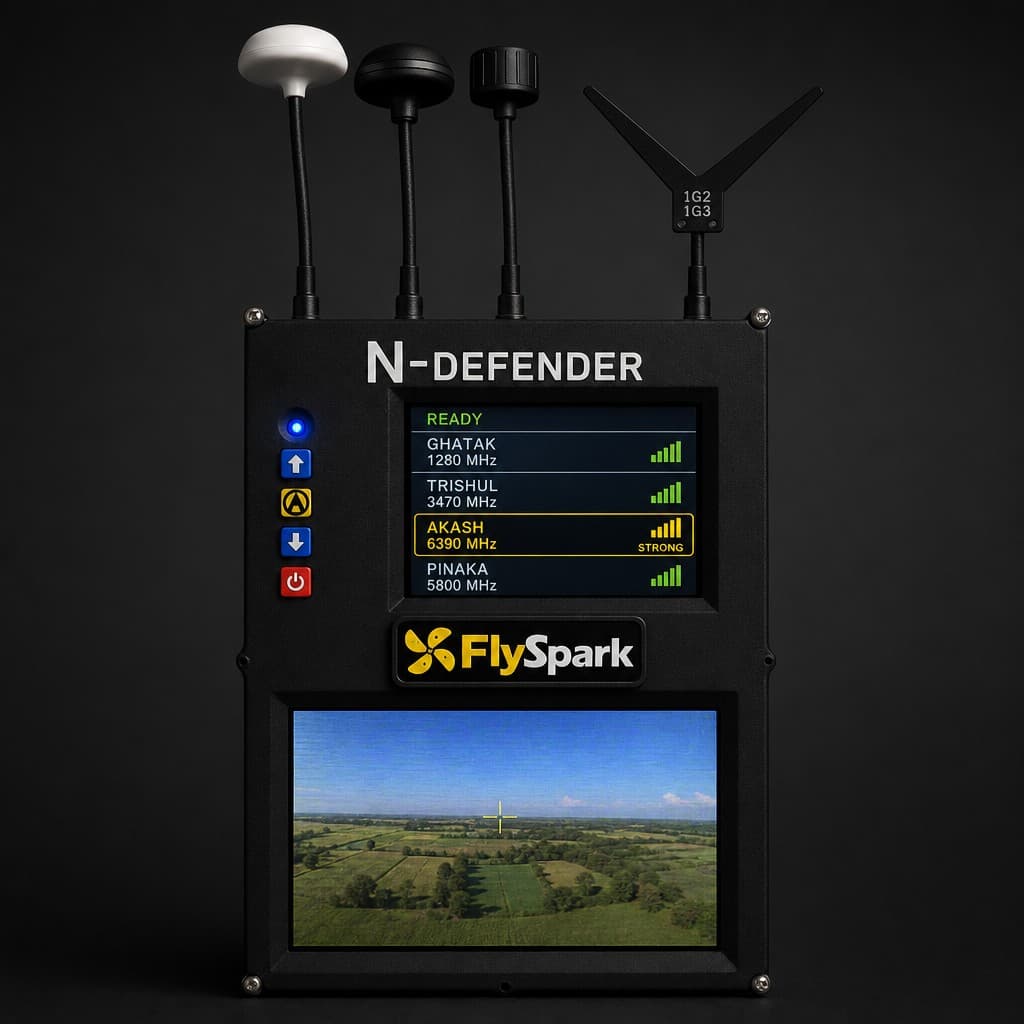 FlySpark N-DEFENDER Passive Multi-Band Drone Detection & Video Interception System | 1.08GHz–8.26GHz FPV Drone Threat Sensor