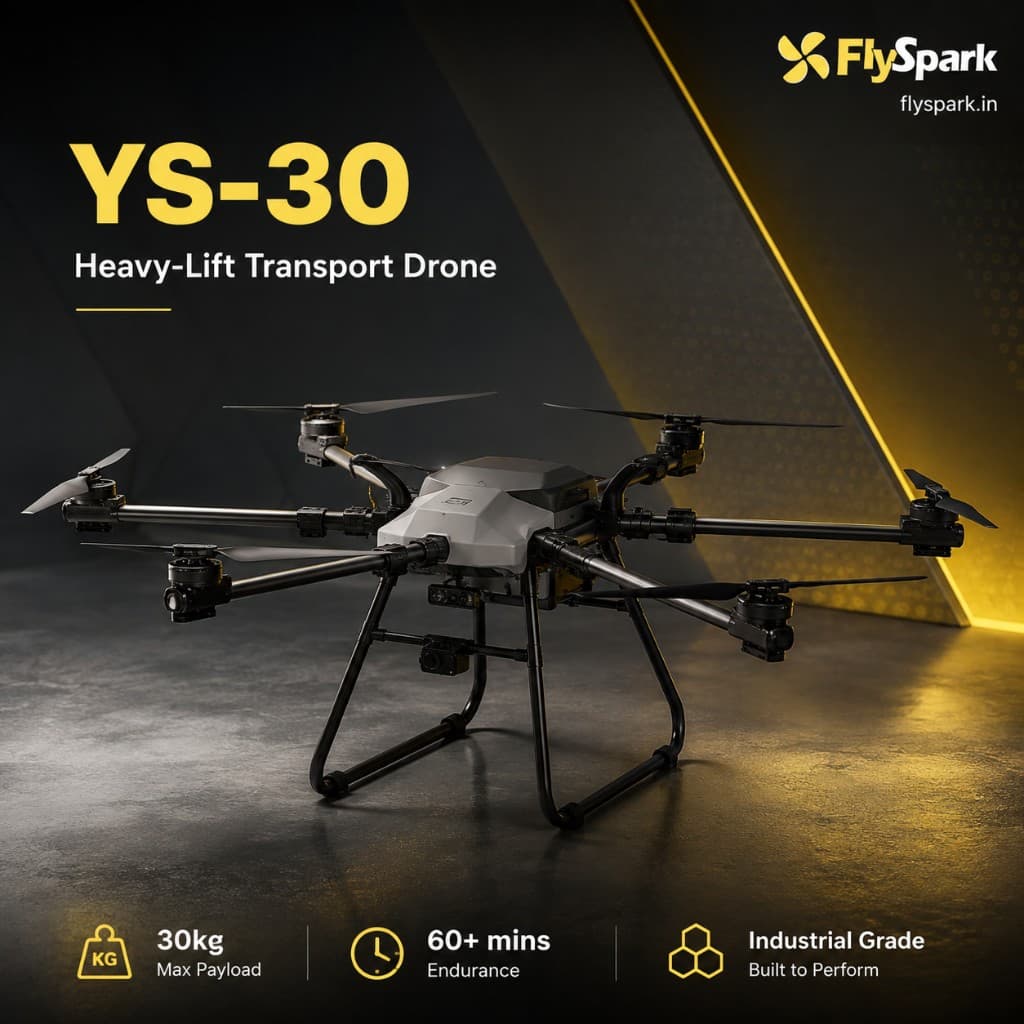 FlySpark YS-30 Six-Axis Heavy-Lift Transport UAV | 10kg-30kg Payload Cargo Drone with X9plus Power System, C12 Dual-Light Gimbal & G20 Remote Controller