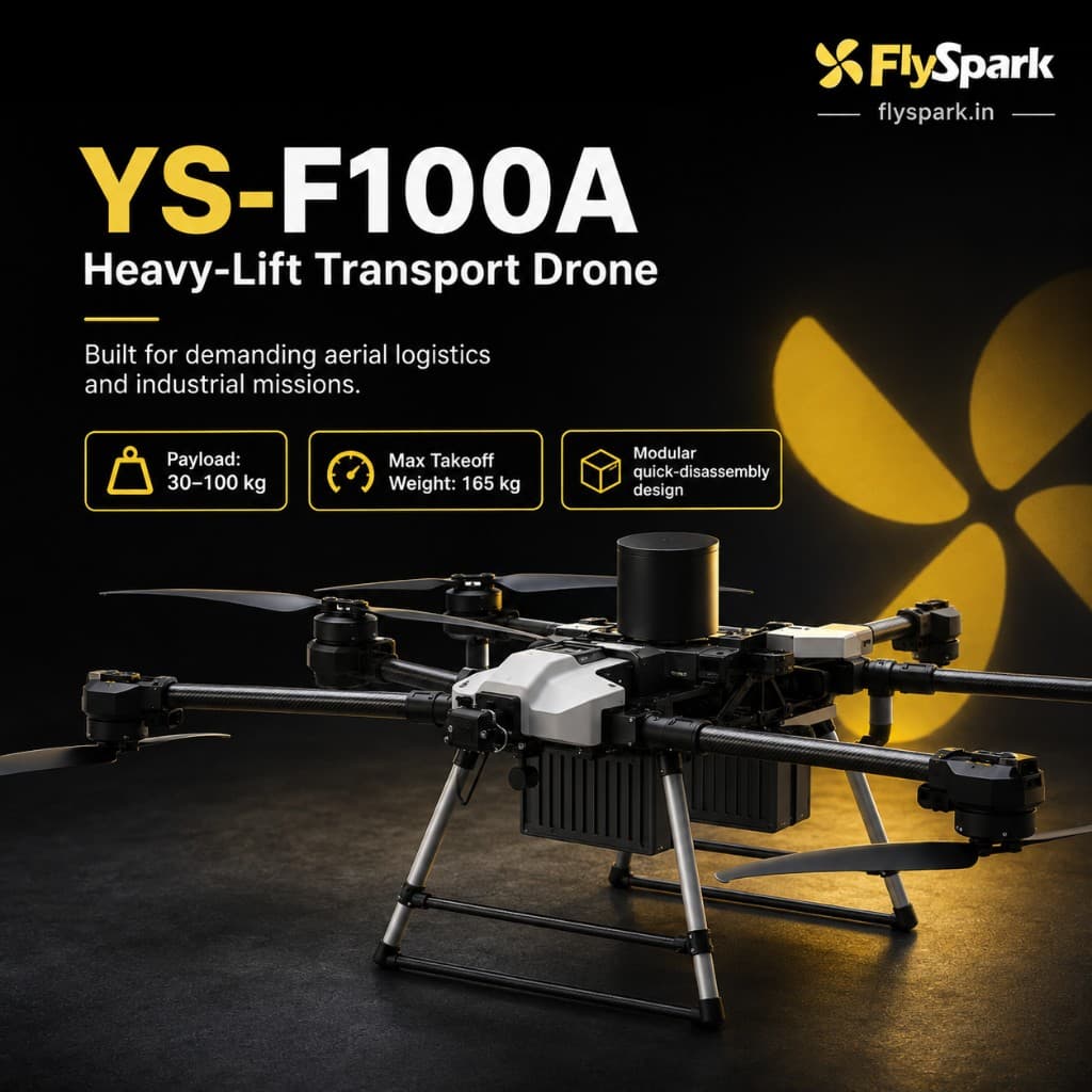 FlySpark YS-F100A Heavy-Lift Transport UAV | 30kg-100kg Payload Cargo Drone with RTK, C12 Dual-Light Gimbal & G20 Remote Controller