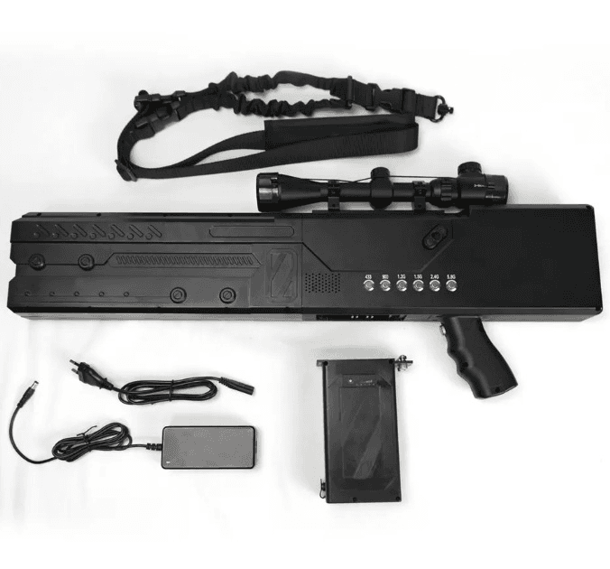 FlySpark Guardian-S08 Gun-Type Anti-Drone Jamming Device | 180W Portable Directional RF Drone Jammer | 410MHz–5900MHz