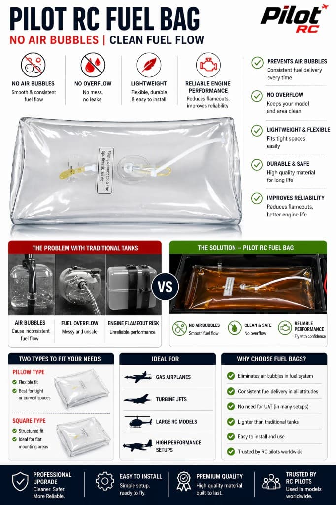 Pilot RC Fuel Bag for RC Aircraft & Turbines | 1.1L–6L Fuel Bladder